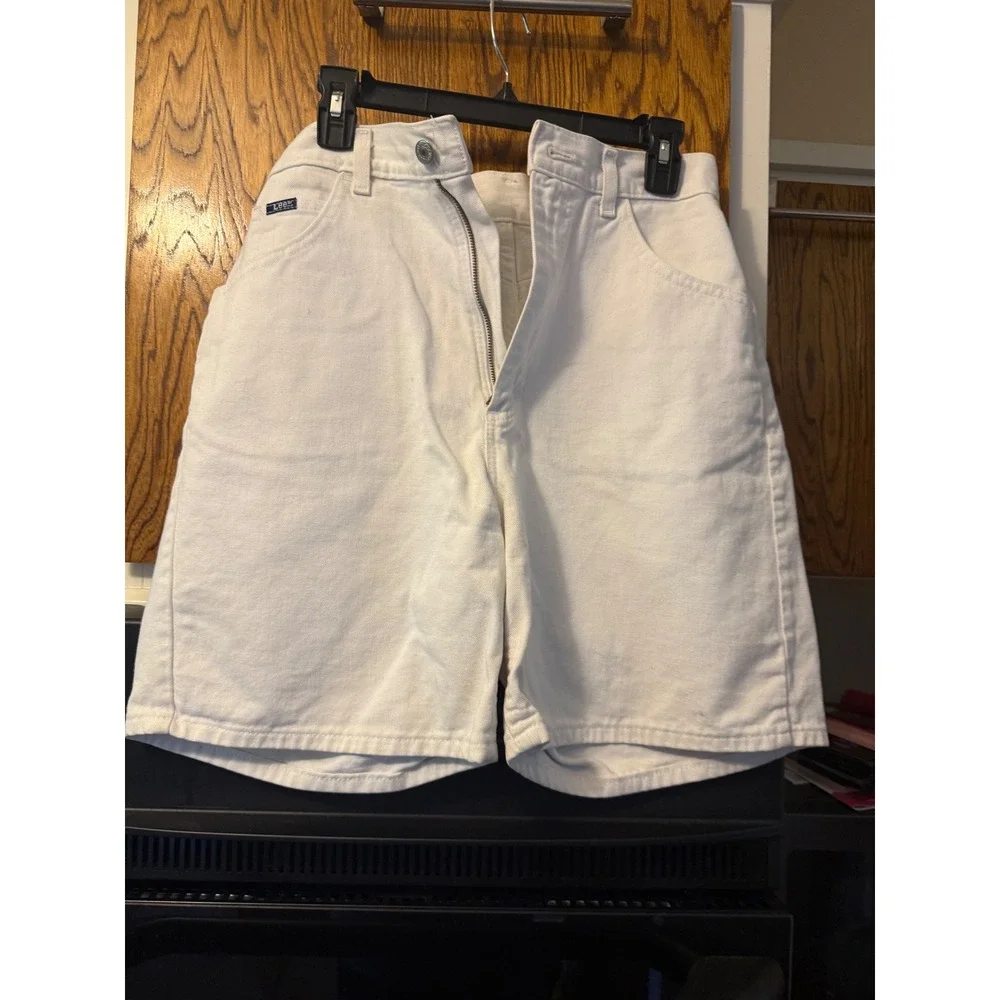 Vintage Lee Womens High Waisted White Denim Shorts‎ Mom Style Retro Size 12 long